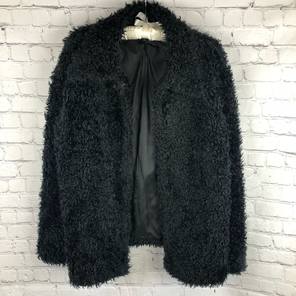 Aziz Vintage 90’s Faux Fur Teddy Bear Coat black L